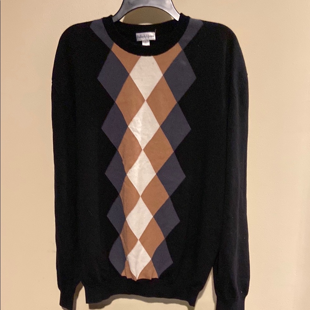 Brown and Black Argyle Crewneck Sweater